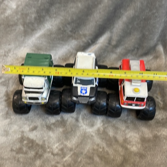 Lot of 3 Kids Galaxy Monster Trucks Soft Plastic: Garbage, Fire, & Police Trucks - Picture 11 of 12